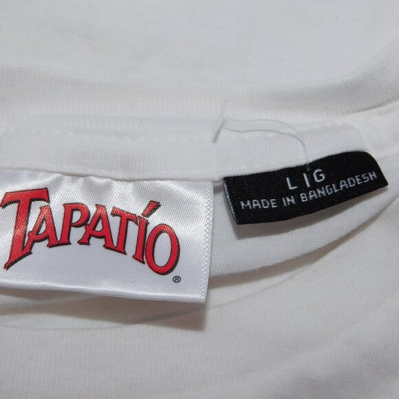 TAPATIO Hot Sauce Salsa Picante Mens L White Graphic T Shirt UNWORN - Picture 3 of 8